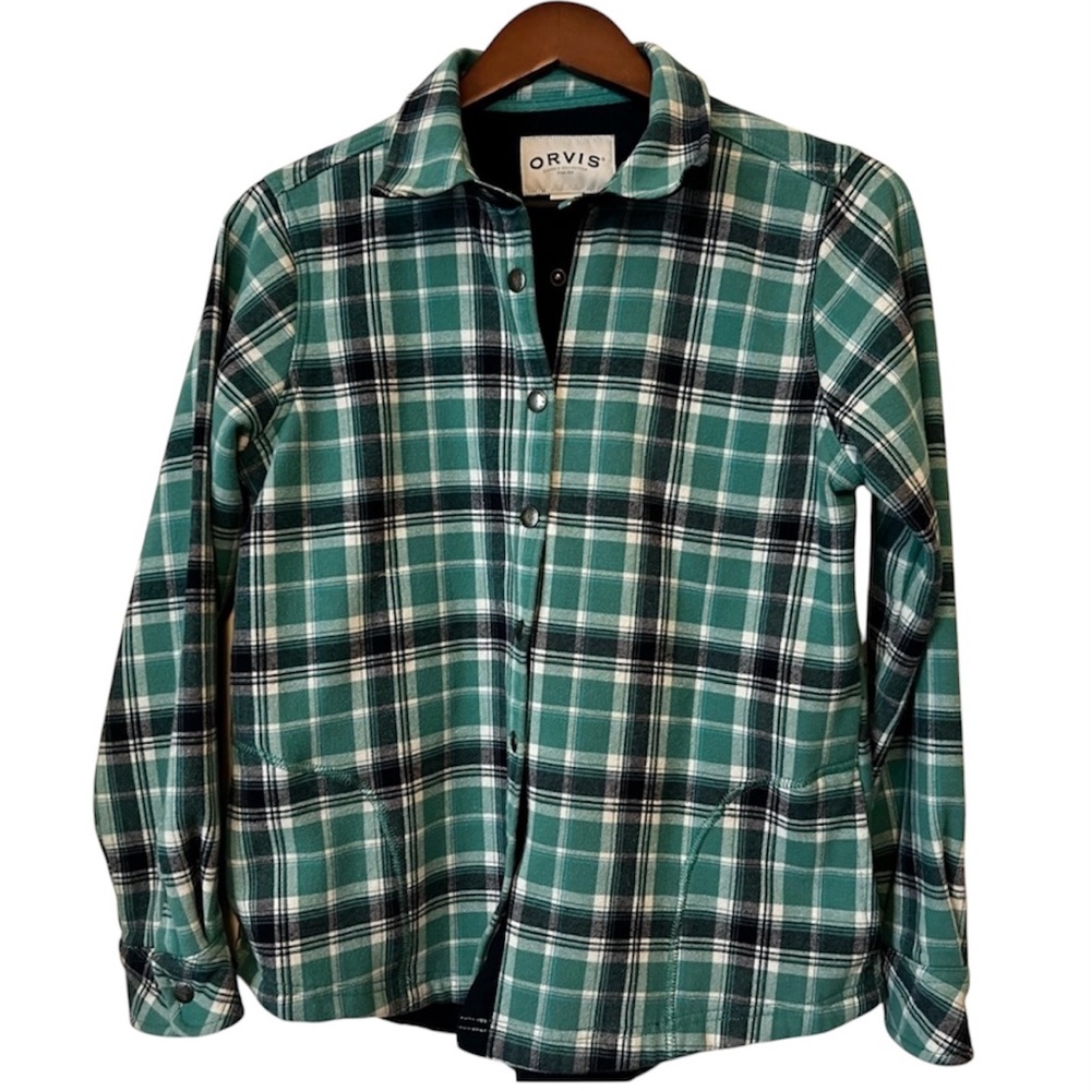 Orvis Fleece lined Snap Heritage Plaid Shirt Jacket Cabin Ready Medium gorpcore